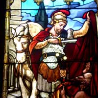 Die Mantelteilung des Martin von Tours, Glasfenster Old Saint Mary's Church, San Franzisco