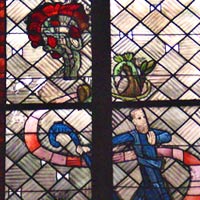 Mose and dem brennenden Busch - Ausschnitt aus Ostfenster von Charles Crodel, Dreikönigskirche