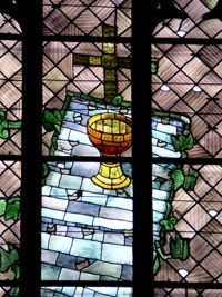 Heiliges Abendmahl - Ausschnitt aus Ostfenster von Charles Crodel, Dreikönigskirche