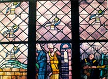 Drei Betende - Ausschnitt aus Ostfenster von Charles Crodel, Dreikönigskirche