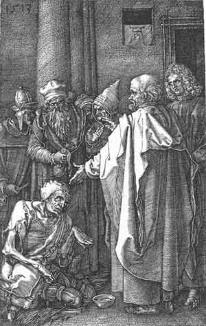 'Petrus und Johannes an der Goldenen Pforte bzw. Die Heilung des Gelämten', 1513, Albrecht Dürer