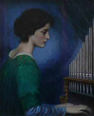 'Junge Frau beim Orgelspiel', Georg von Hoesslin (1851–1923)