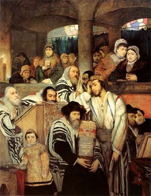'Jews Praying in the Synagogue on Yom Kippur', Maurycy Gottlieb, 1878
