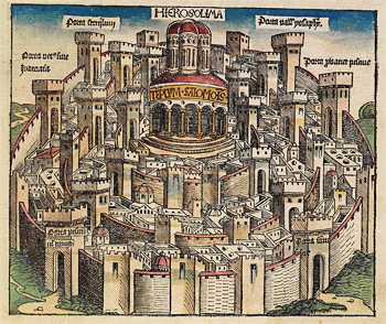 'Ideal view of Jerusalem and of Salomon's temple', 1493, Hartmann Schedel