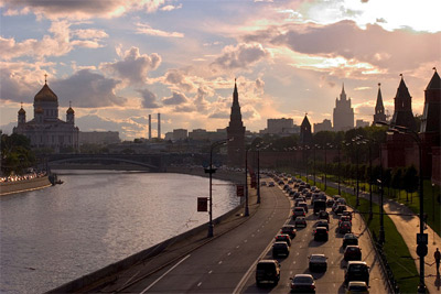 'Kremlevskaya Naberezhnaya street and Moscow skyline. In the left: Cathedral of Christ the Saviour', 2005, Dmitry Azovtsev