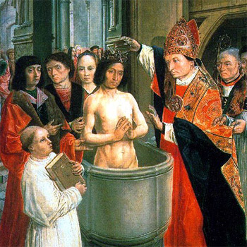 'Die Taufe Chlodwigs', um 1500, Der Meister von Saint-Gilles