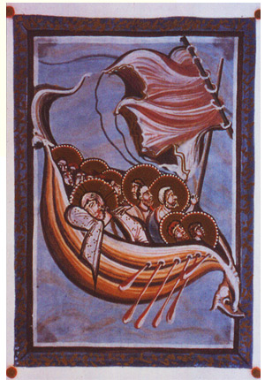 'Der Sturm auf dem Meere', Buchmalerei, um 1020
