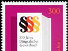 'Briefmarke der Deutschen Post AG aus dem Jahre 1996, 100 Jahre Bürgerliches Gesetzbuch', 1996, Wiese, Deutsche Post AG